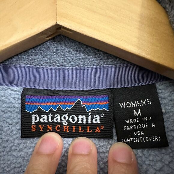 VTG Y2K PATAGONIA SYNCHILLA W's Fleece Full Zip Jacket Grayish Purple USA MADE - Picture 8 of 12